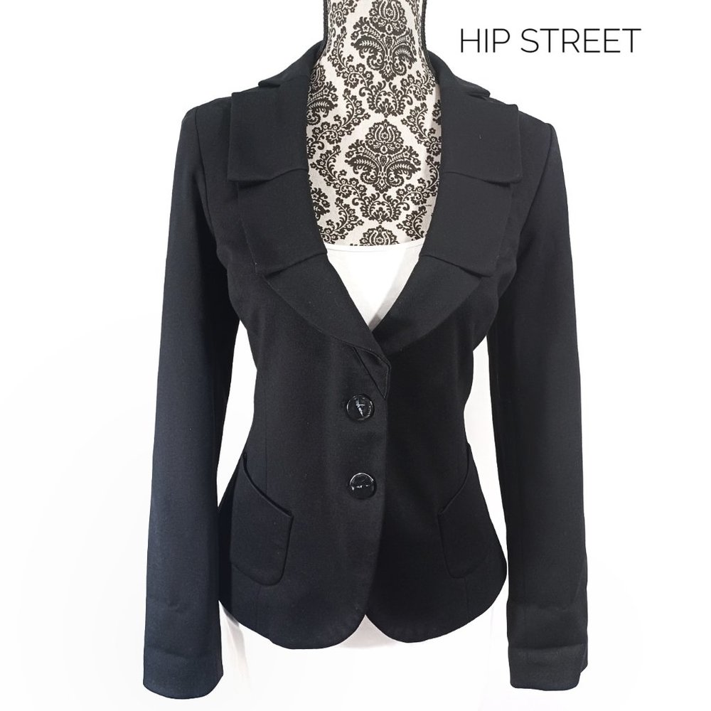SANDRO Blazer Jacket Pleated Lapel 2 Button Stretch M